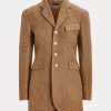 Braune Ralph Lauren Pailletten-Herringbone-Jacken für Damen