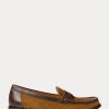 Braune Ralph Lauren Pennyloafer aus Wildleder mit Lederbesatz für Damen