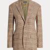 Braune Ralph Lauren Plaid-Jacken aus Wolle-Leinen-Tweed für Damen