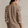 Braune Ralph Lauren Plaid-Jacken aus Wolle-Leinen-Tweed für Damen