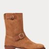 Braune Ralph Lauren Roughout Wildlederstiefel für Herren