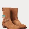 Braune Ralph Lauren Roughout Wildlederstiefel für Herren
