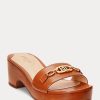 Braune Ralph Lauren Roxanne Sandalen aus Nappaleder für Damen