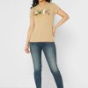Braune Ralph Lauren Rundhals-Grafik-T-Shirts für Damen