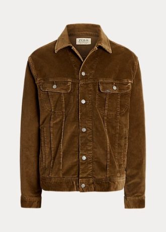 Braune Ralph Lauren Stretch Cord Trucker Jacken für Herren