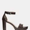 Braune Ralph Lauren Sylvia Pumps aus geprägtem Leder für Damen