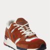 Braune Ralph Lauren Trackster 200 Wildleder- und Mesh-Sneakers für Herren