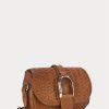 Braune Ralph Lauren Welington-Schultertaschen aus gewebtem Kalbsleder für Damen