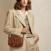 Braune Ralph Lauren Welington-Schultertaschen aus gewebtem Kalbsleder für Damen