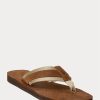 Braune Ralph Lauren Wildleder-Flip-Flops mit Ripsbandbesatz für Herren