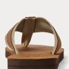 Braune Ralph Lauren Wildleder-Flip-Flops mit Ripsbandbesatz für Herren