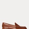 Braune Ralph Lauren Wynnie Loafer aus brüniertem Leder für Damen