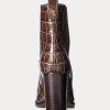 Braune Ralph Lauren Ylah-Stiefel aus geprägtem Leder für Damen