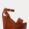 Braune Ralph Lauren Zadie Sandalen aus brüniertem Kalbsleder für Damen