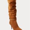 Braune Ralph Lauren Zoe Tall Stiefel aus Wildlederkalbsleder für Damen