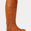 Braune Reitstiefel „Sallen“ aus Kalbsleder für Damen von Ralph Lauren
