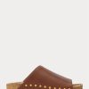 Braune Sandalen mit Nieten aus Kalbsleder von Ralph Lauren für Damen