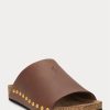 Braune Sandalen mit Nieten aus Kalbsleder von Ralph Lauren für Damen