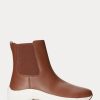 Braune Slip-On-Sneakers „Rylee“ aus brüniertem Leder für Damen von Ralph Lauren