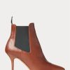 Braune Stiefel mit Kitten-Heel aus Vachetta-Kalbsleder für Damen von Ralph Lauren