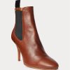 Braune Stiefel mit Kitten-Heel aus Vachetta-Kalbsleder für Damen von Ralph Lauren