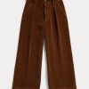Braune, verkürzte Cordhose mit weitem Bein von Ralph Lauren für Damen