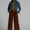 Braune, verkürzte Cordhose mit weitem Bein von Ralph Lauren für Damen
