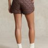 Braune, wasserabweisende, gesteppte Shorts mit Kordelzug für Damen von Ralph Lauren