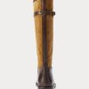 Braune zweifarbige Ridings-Stiefel aus Wildleder und Leder von Ralph Lauren für Damen