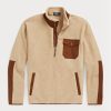 Braunes Ralph Lauren Hybrid-Pullover-Sweatshirt mit Viertelreißverschluss für Herren