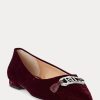 Burgunderrote Ballerinas aus Samt von Ralph Lauren für Damen in Lilah