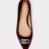 Burgunderrote Ballerinas aus Samt von Ralph Lauren für Damen in Lilah