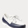 Creme / Marineblau Ralph Lauren Merton Zweifarbige Freizeitschuhe aus Leder für Herren