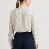 Creme / Marineblaue Ralph Lauren Crêpe-Hemden mit Polka-Dot-Krawatte für Damen