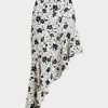Creme / Schwarz Damen Ralph Lauren Floral Rüschen Asymmetrische Leinenröcke