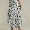 Creme / Schwarz Damen Ralph Lauren Floral Rüschen Asymmetrische Leinenröcke