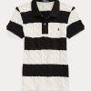 Creme / Schwarz Ralph Lauren Slim Fit Zopfmuster-Poloshirts für Damen