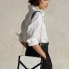 Creme/Schwarze Umhängetaschen aus Wildleder von Ralph Lauren für Damen mit Polo-ID-Umschlag