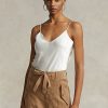 Cremefarbene Camisole-Oberteile aus Seide von Ralph Lauren für Damen