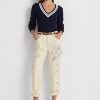 Cremefarbene Carpenter-Jeans aus Denim mit Farbspritzern für Damen von Ralph Lauren