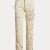 Cremefarbene Carpenter-Jeans aus Denim mit Farbspritzern für Damen von Ralph Lauren