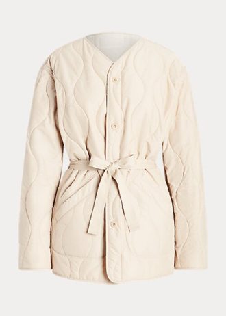 Cremefarbene, gesteppte Wendbare Ripstop-Jacken von Ralph Lauren für Damen