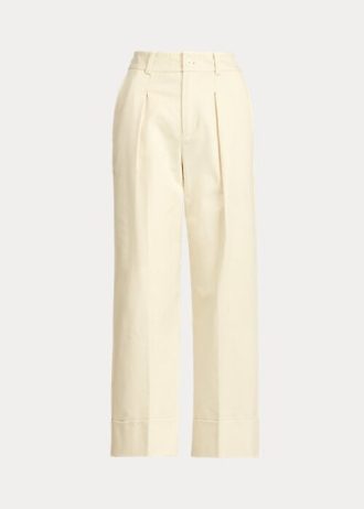 Cremefarbene Knöchelhose aus doppelseitiger Stretch-Baumwolle von Ralph Lauren für Damen