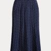 Cremefarbene/marinefarbene Ralph Lauren Plisseeröcke aus Crêpe mit Polka-Dot-Muster für Damen