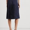 Cremefarbene/marinefarbene Ralph Lauren Plisseeröcke aus Crêpe mit Polka-Dot-Muster für Damen