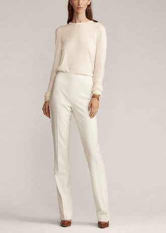 Cremefarbene Ralph Lauren Alandra Wollkrepphose für Damen