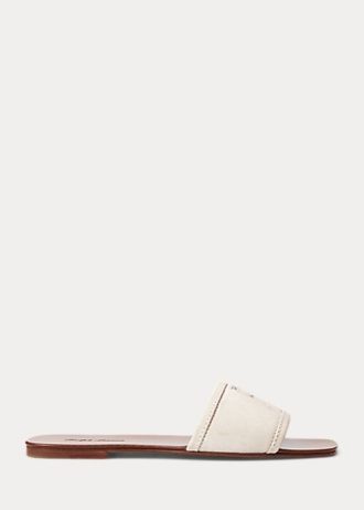 Cremefarbene Ralph Lauren Andela Sandalen aus Kalbswildleder für Damen