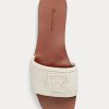 Cremefarbene Ralph Lauren Andela Sandalen aus Kalbswildleder für Damen