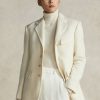 Cremefarbene Ralph Lauren Jacken aus Wollmischung mit Fischgrätenmuster für Damen