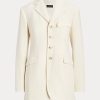 Cremefarbene Ralph Lauren Jacken aus Wollmischung mit Fischgrätenmuster für Damen